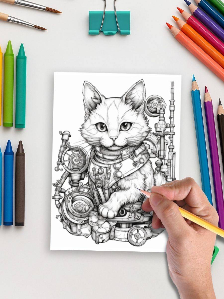 Steampunk Cats – 50 Steampunk-Themed Cat Pages - Image 5