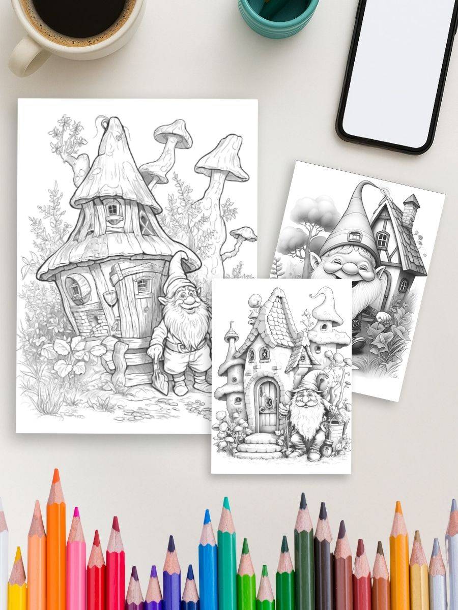 Garden Gnome Tales – 75 Whimsical Gnome Coloring Pages - Image 3