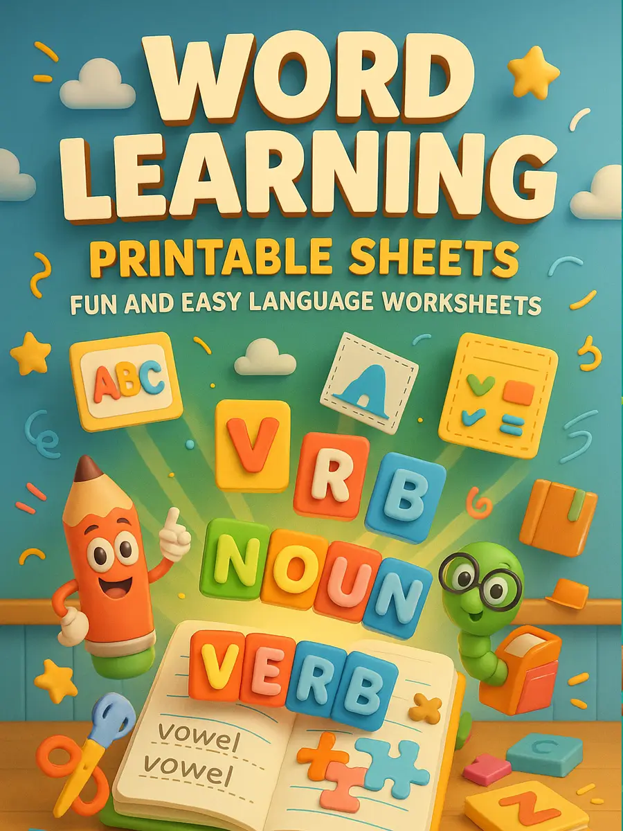 Kiddy Fun Shop - Word Learning Printable Sheets – 59 Fun and Easy ...